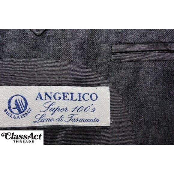 Pronto Uomo Super 100's Italy Gray 2 Piece Suit 3 Btn 42R Pleated Fronts 34" W - Picture 10 of 12